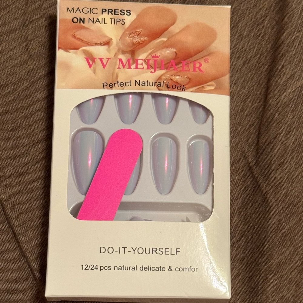 Metallic Light Purple Press On Nails